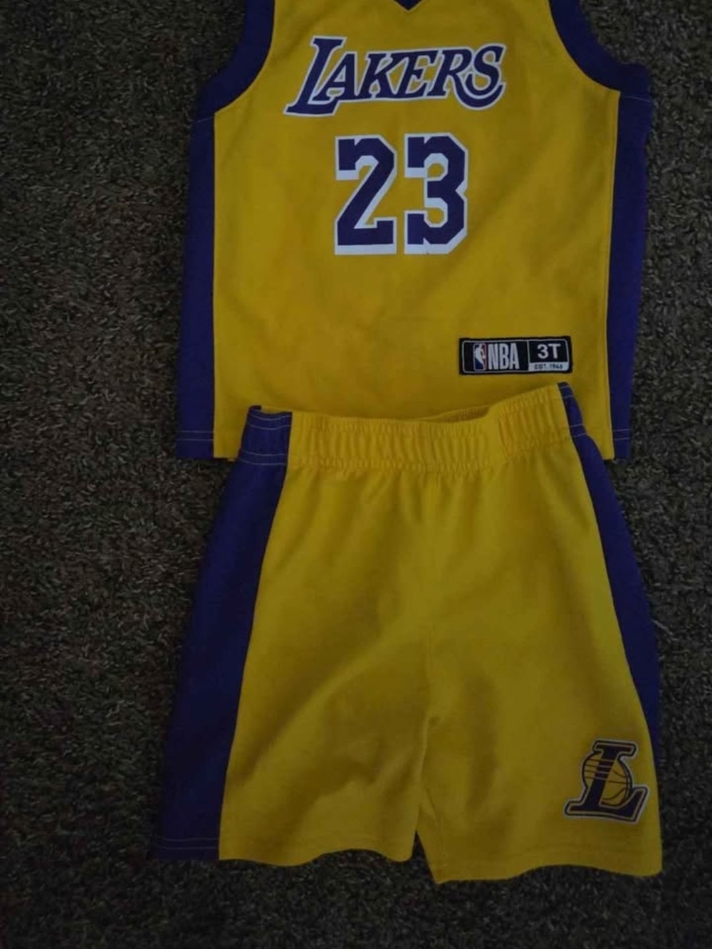 NBA Yellow and Purple Lakers Kids Matching Shorts Set